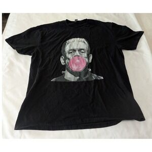Gildan Frankenstein Bubblegum Graphic T-Shirt Mens XL Black Excellent Horror Tee